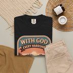 Scripture Comfort T-Shirt — "With God Every Hardship Brings Ease" Christian Faith Tee