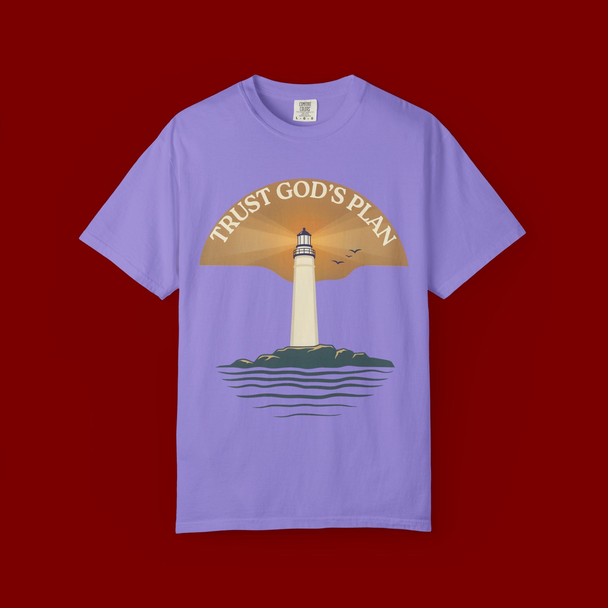 Trust God's Plan Lighthouse T-Shirt — Faith Coastal Tee