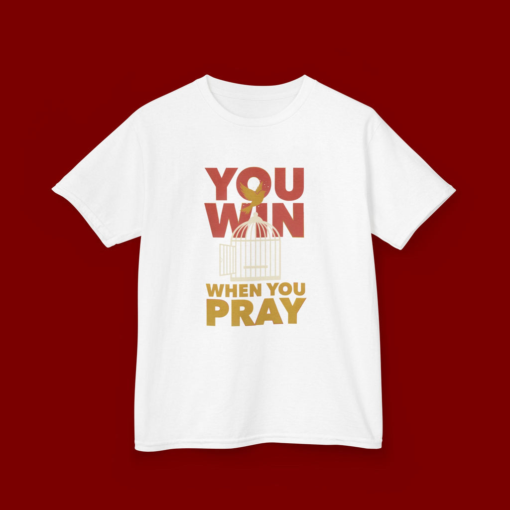 Kids Tee — "You Win When You Pray" Inspirational Christian Shirt
