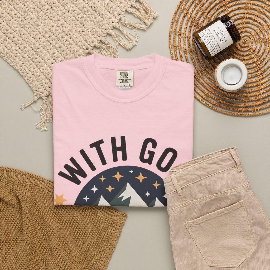 Faith-Based Mountain T-Shirt — "With God All Things Are Possible"