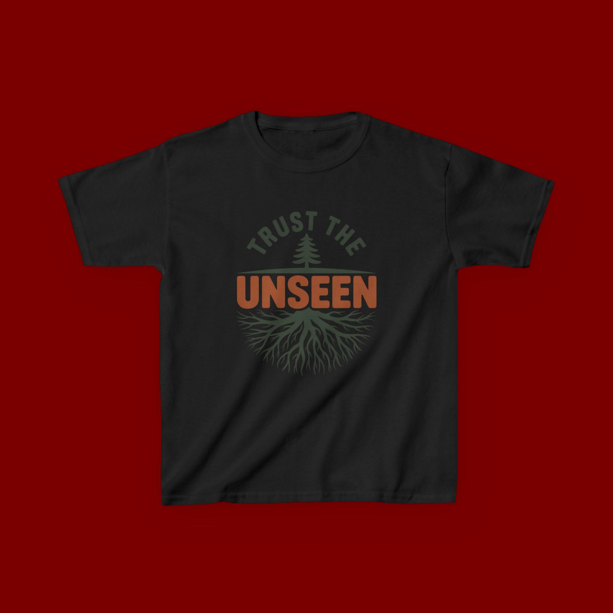 Kids T‑Shirt — "Trust the Unseen" Tree & Roots Inspirational Graphic