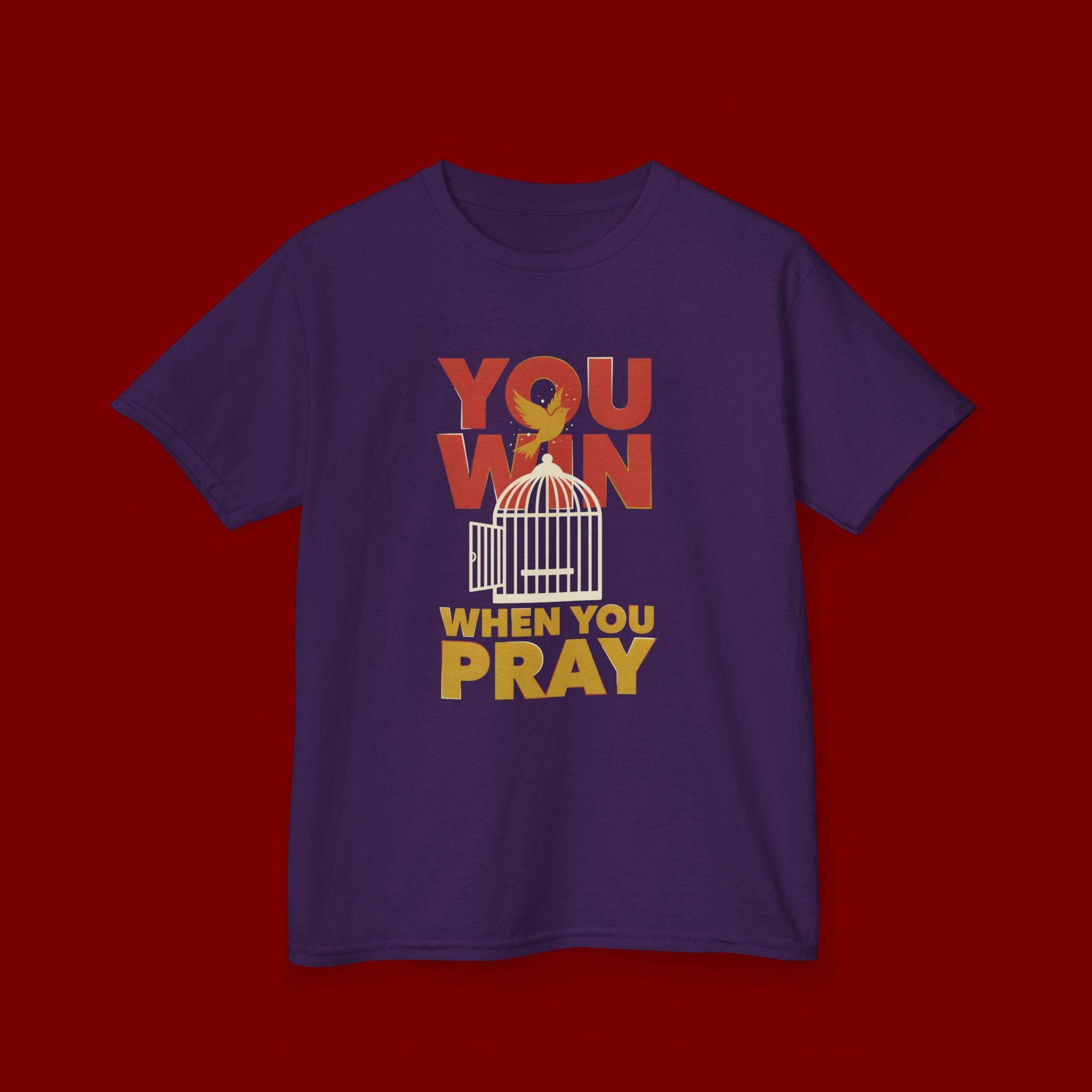 Kids Tee — "You Win When You Pray" Inspirational Christian Shirt