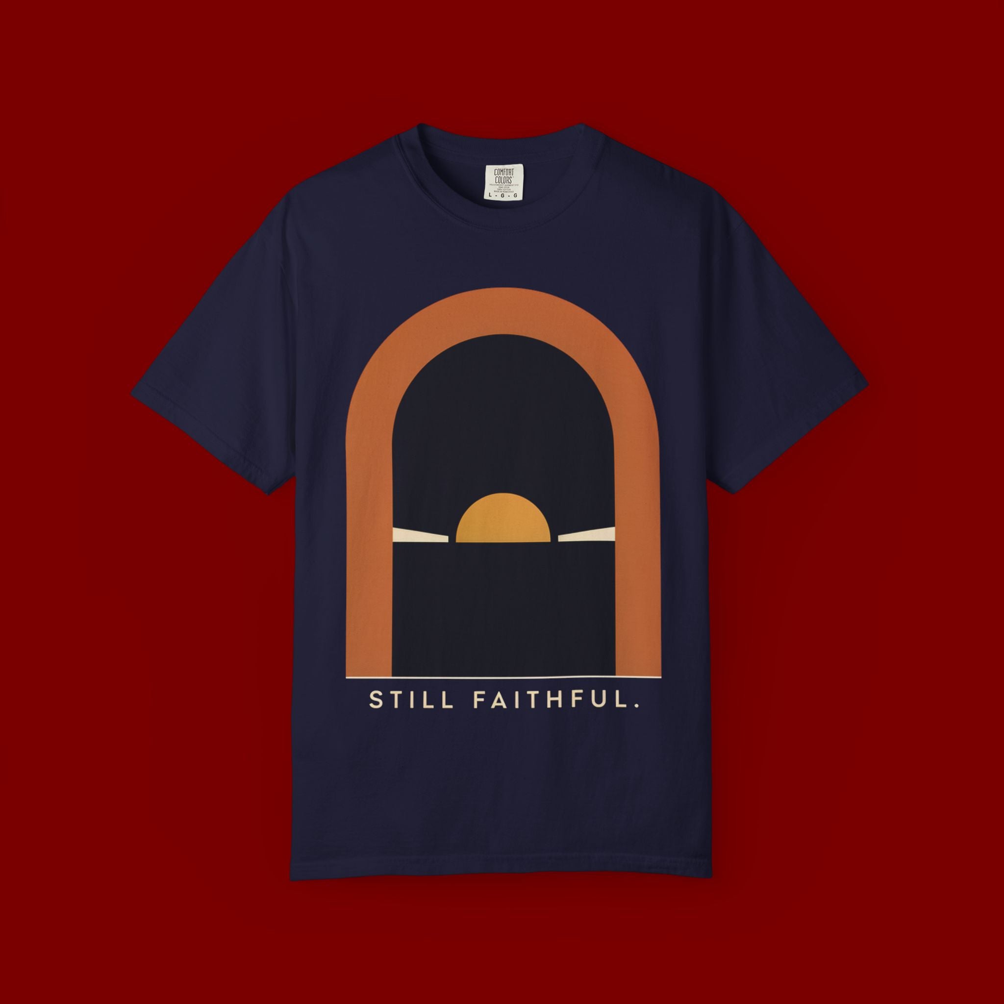Still Faithful Sunset T-Shirt — Minimal Christian Graphic Tee