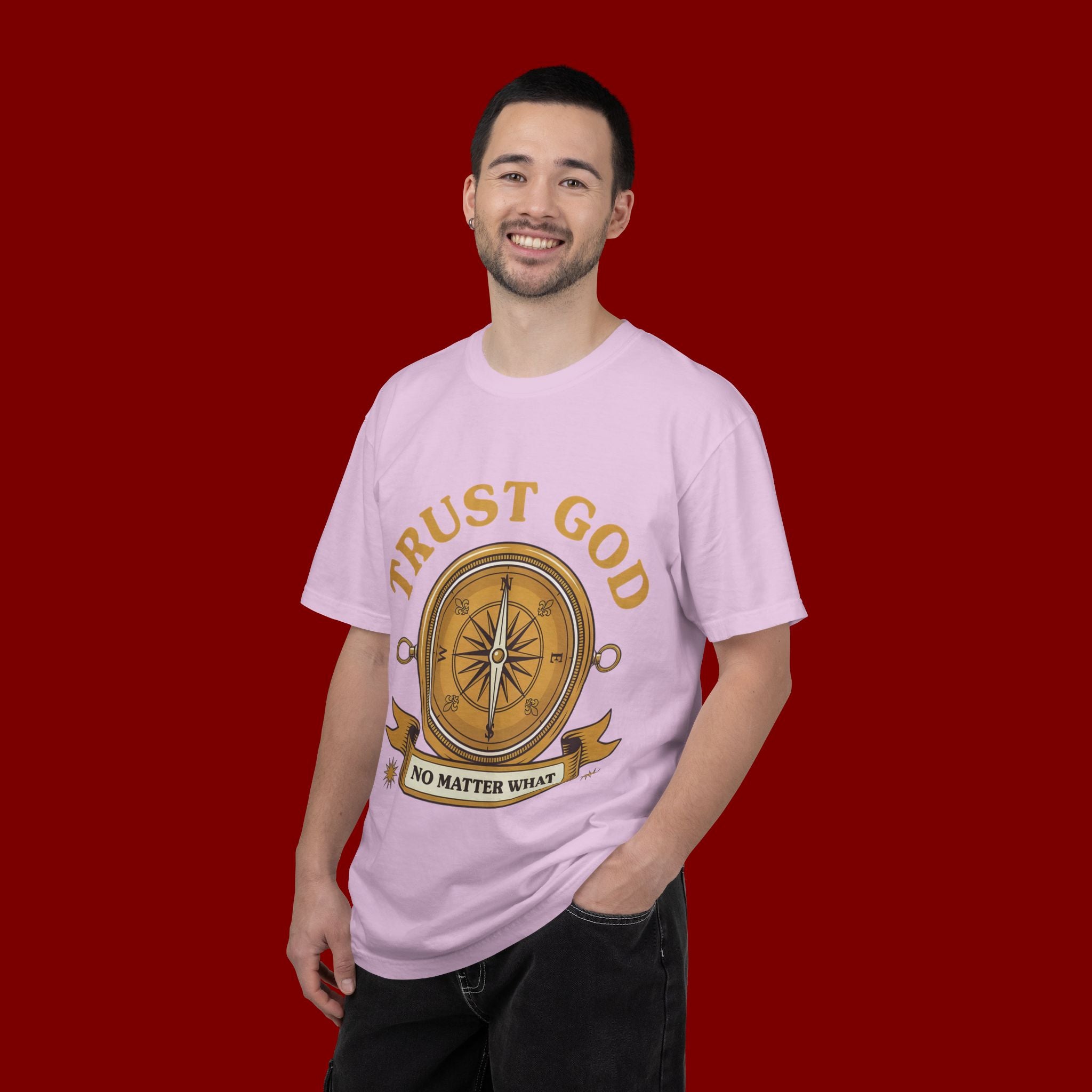 Trust God Compass T-Shirt — "Trust God No Matter What" Christian Faith Tee