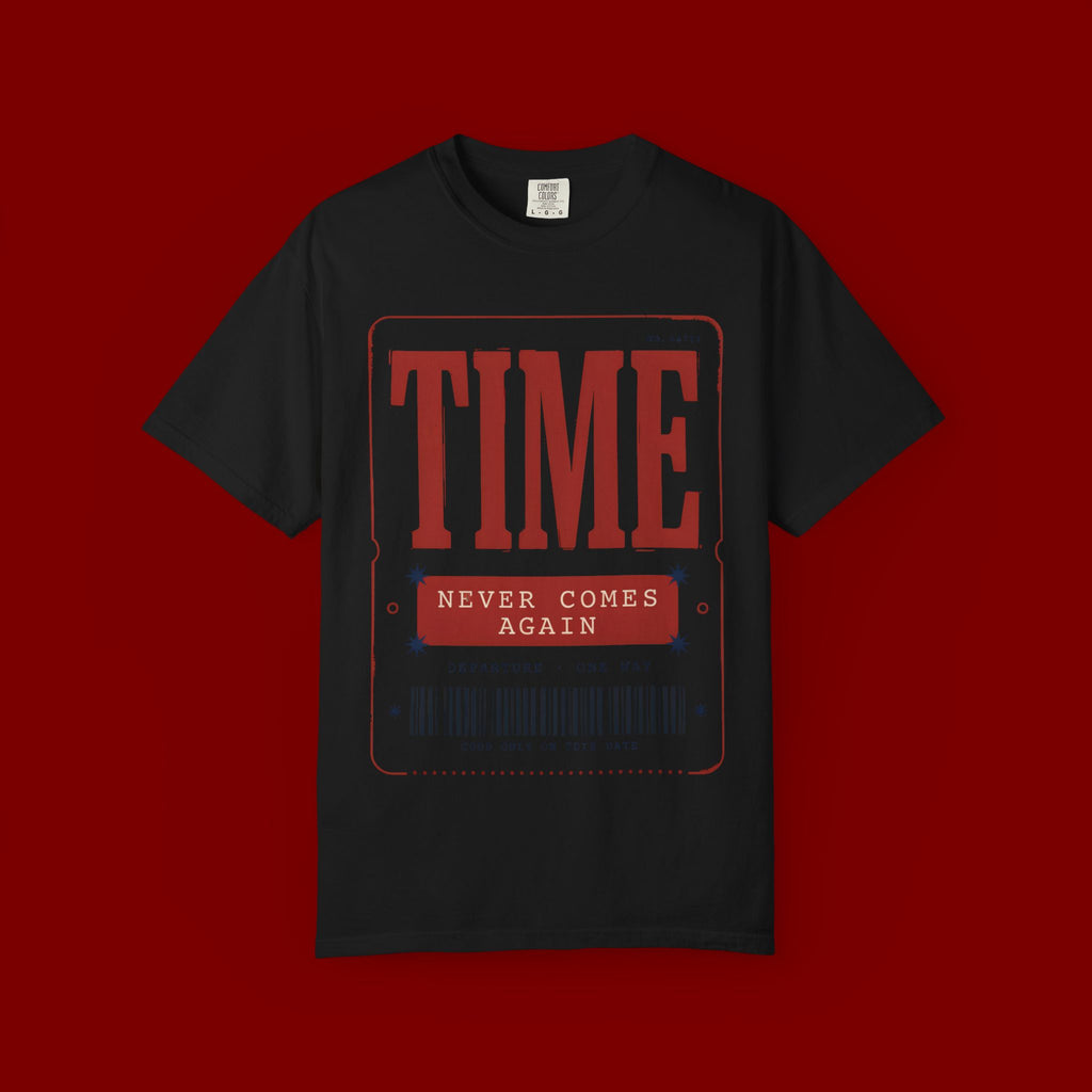 TIME Never Comes Again T-Shirt — Vintage Ticket Graphic Tee