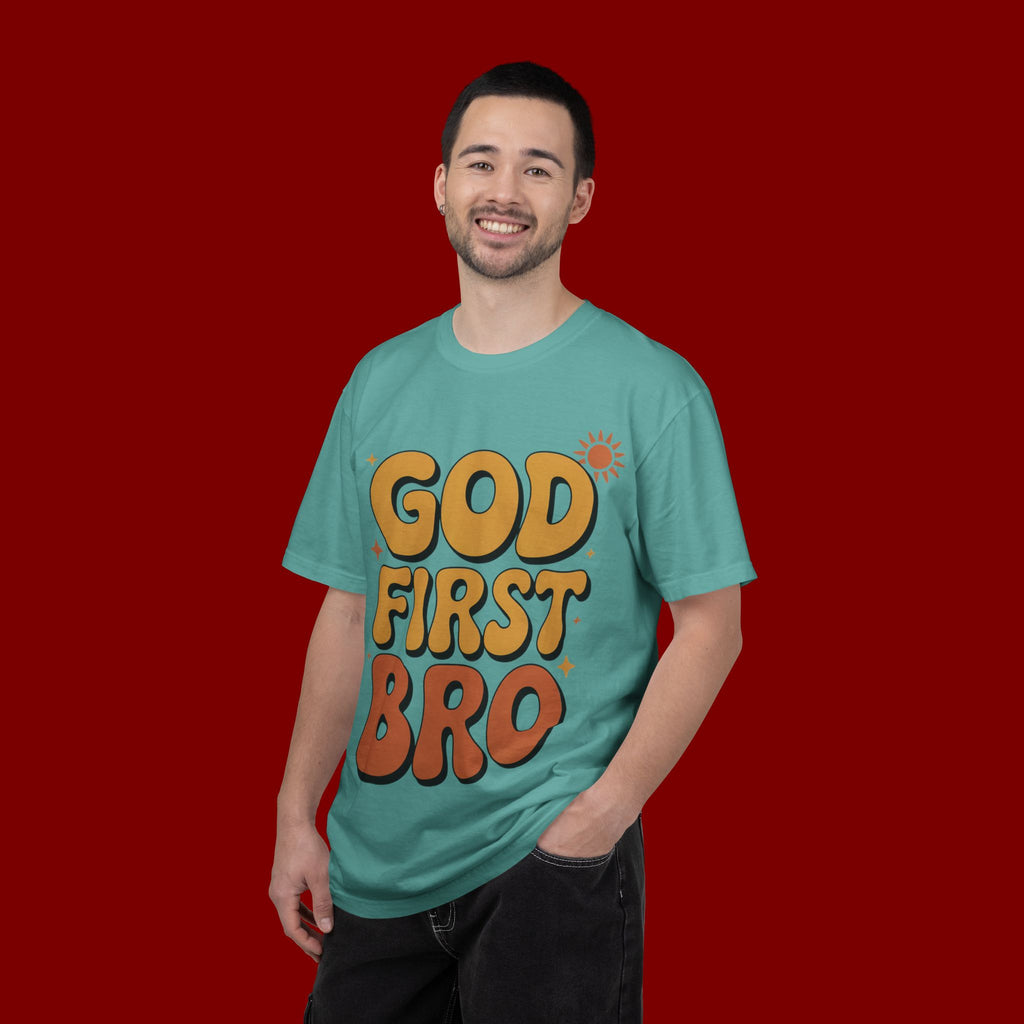 God First Bro T-Shirt — Retro Christian Faith Tee