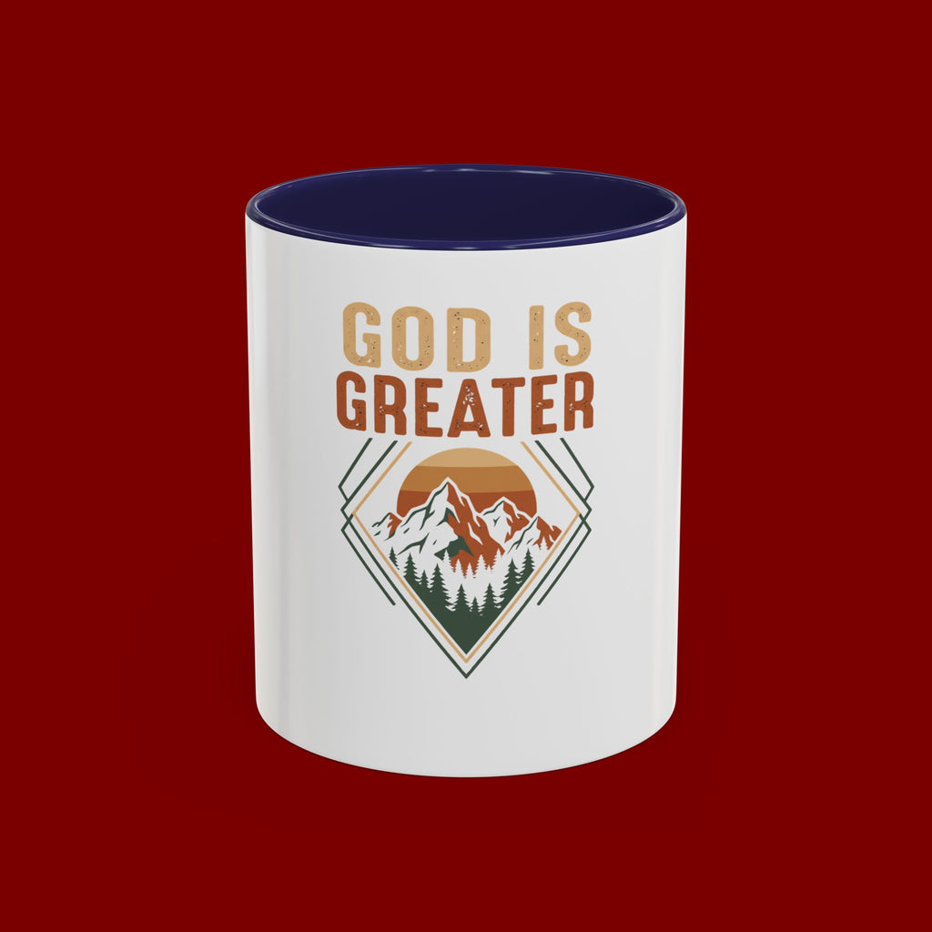 God Is Greater Mountain Coffee Mug — Inspirational Christian Accent Mug