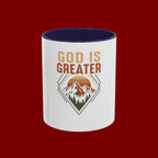 God Is Greater Mountain Coffee Mug — Inspirational Christian Accent Mug