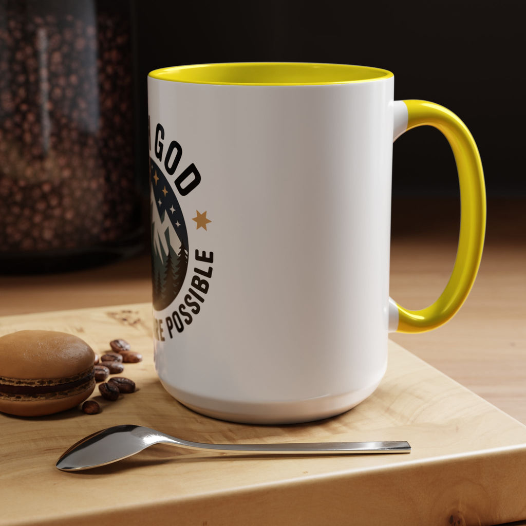 With God All Things Are Possible Accent Coffee Mug — Inspirational Faith Mountain Mug (11/15oz)