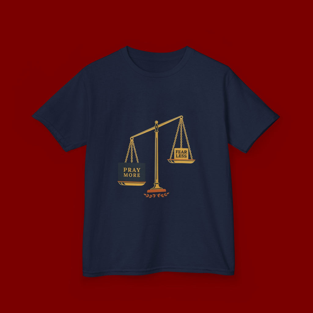 Kids Tee — Scales Design with 'Pray More' & 'Fear Less' Inspirational Graphic