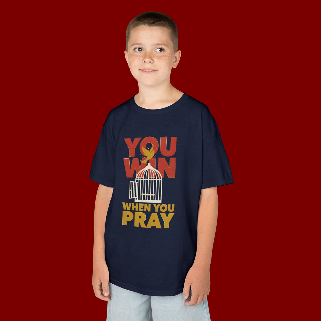 Kids Tee — "You Win When You Pray" Inspirational Christian Shirt