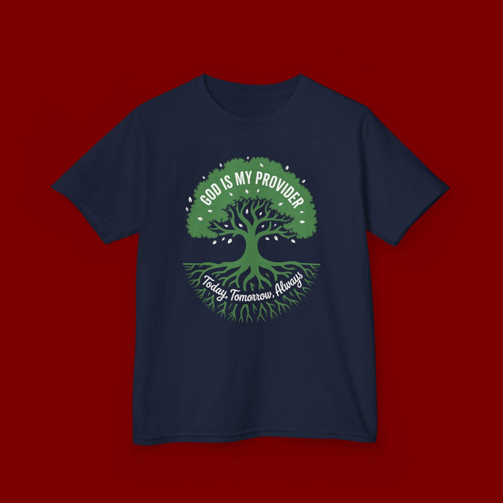 Kids Tee — "God Is My Provider" Tree of Faith Christian Shirt