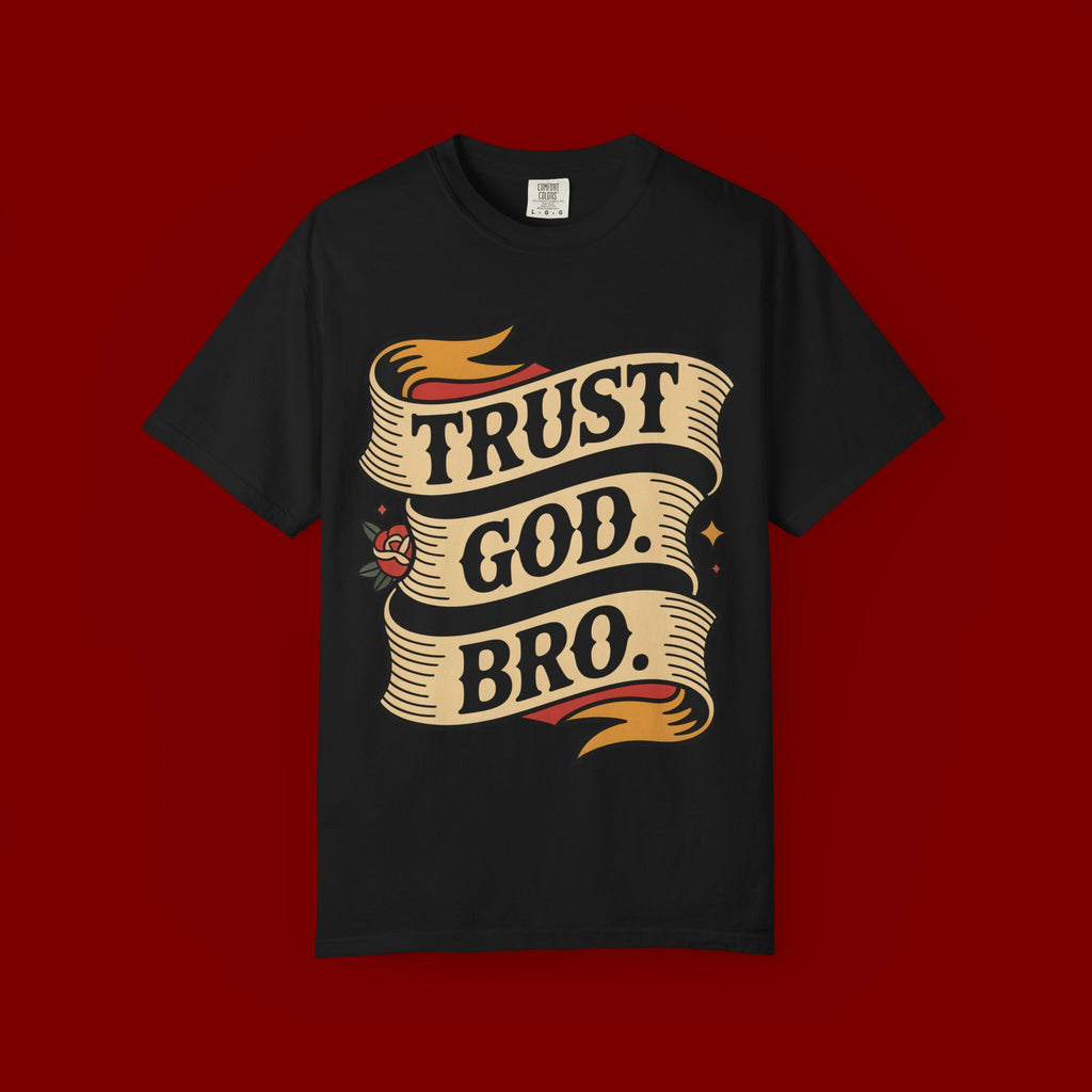Trust God, Bro T-Shirt — Retro Ribbon Faith Tee