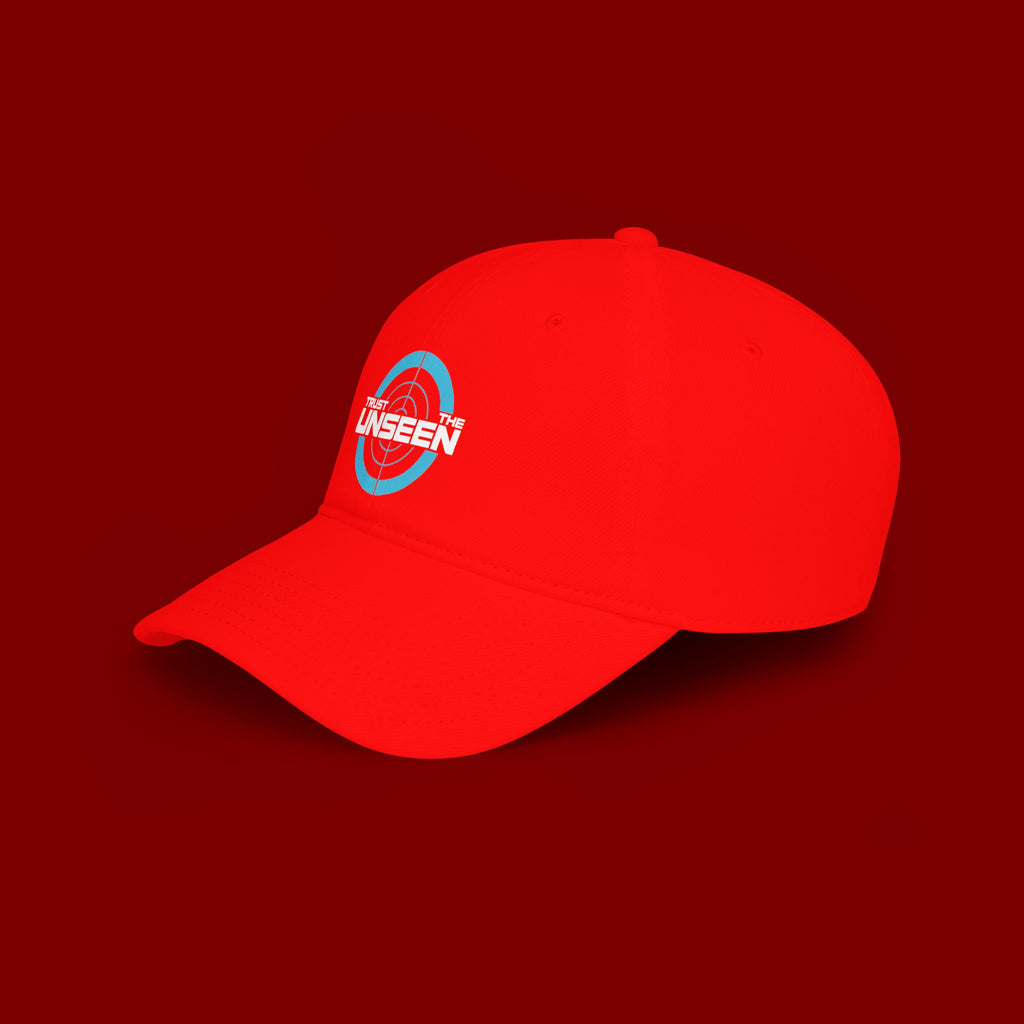Trust The Unseen Target Logo Baseball Cap — Low Profile Red Hat