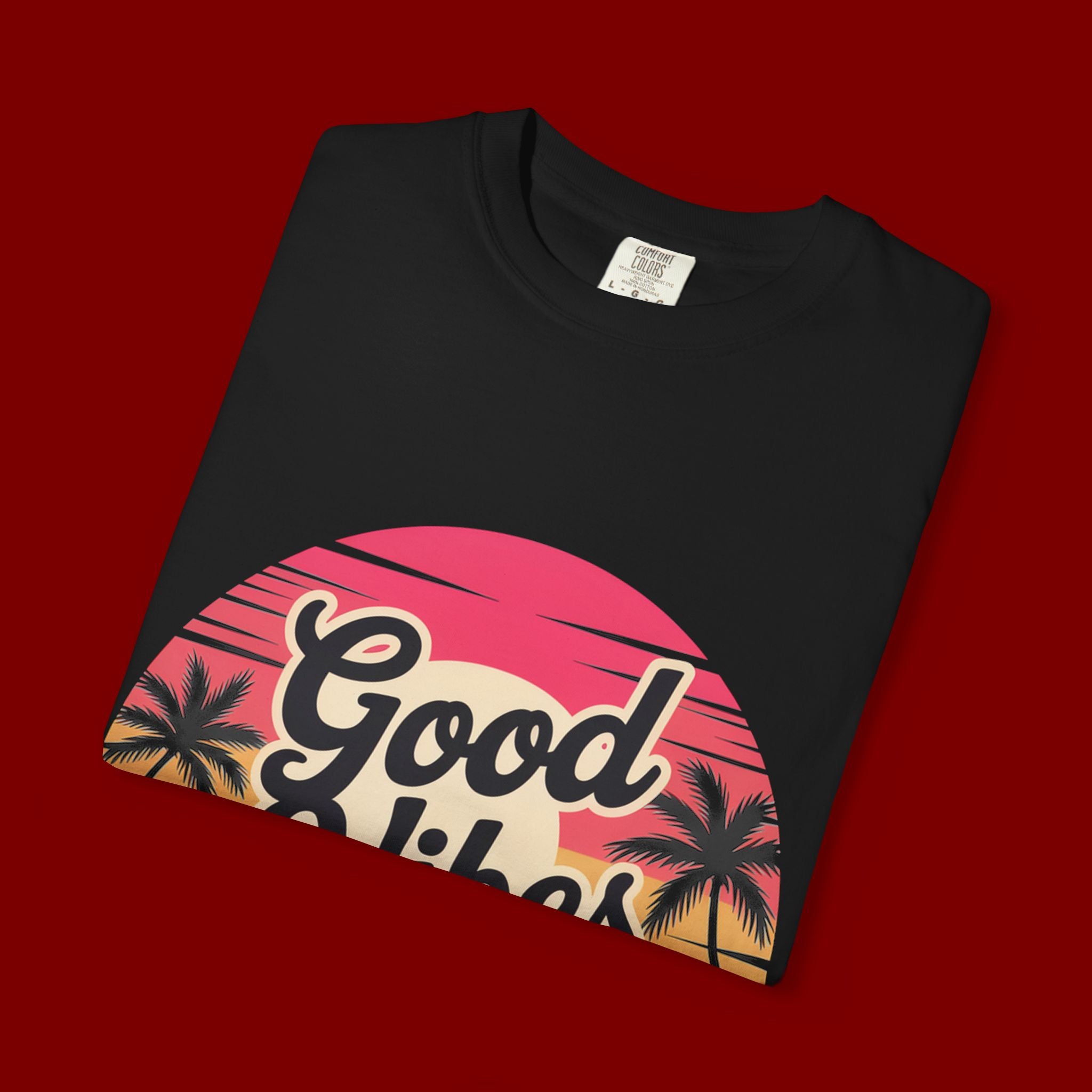 Good Vibes Only T-Shirt — Retro Sunset Palm Tee
