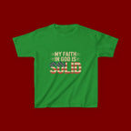 Kids Tee — "My Faith in God is Solid" Patriotic Christian T-Shirt