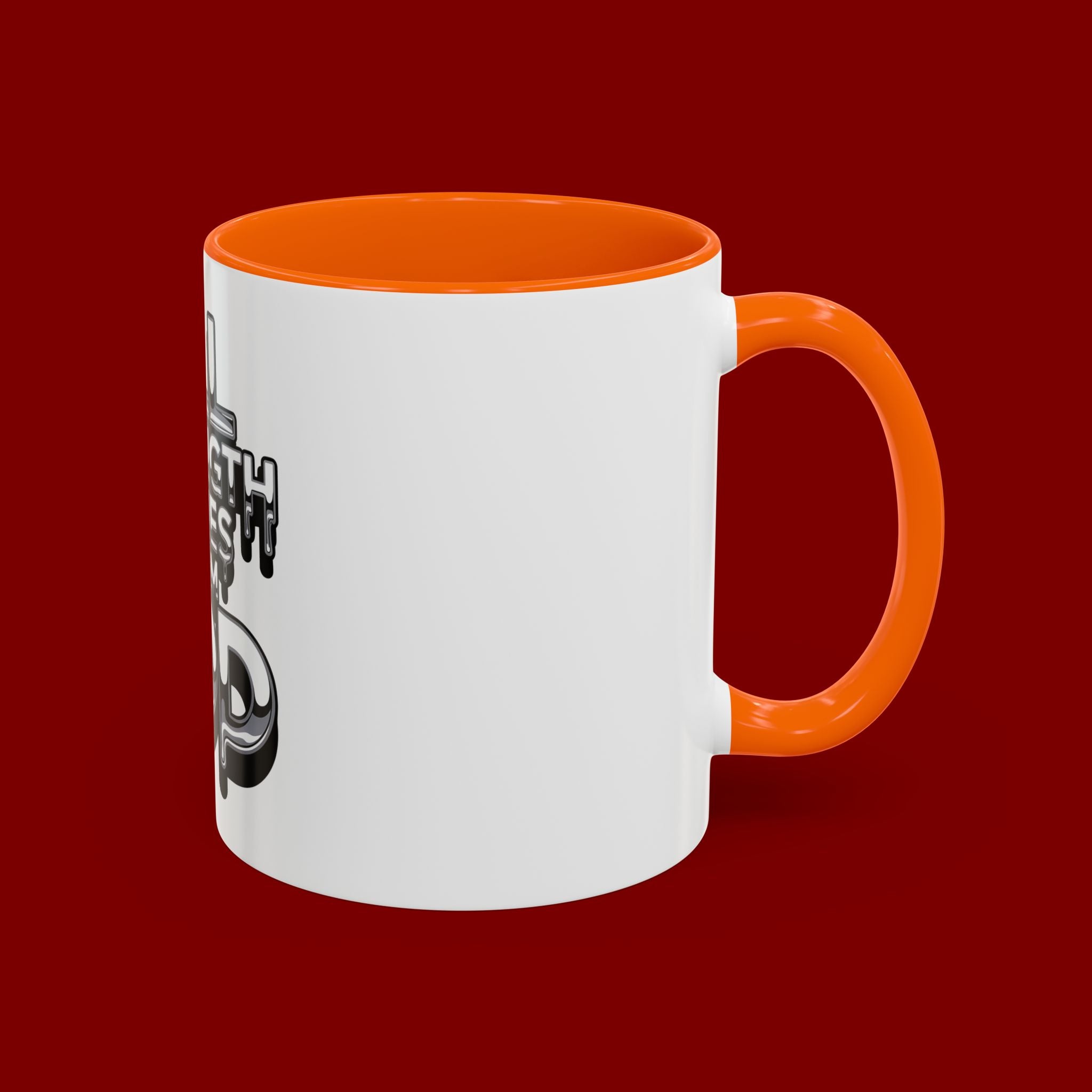 Ceramic Mug — "All Strength Comes From God" Black Accent Coffee Cup (11/15 oz)