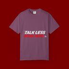 Work More Graphic T-Shirt — Bold Red Minimalist Slogan Tee