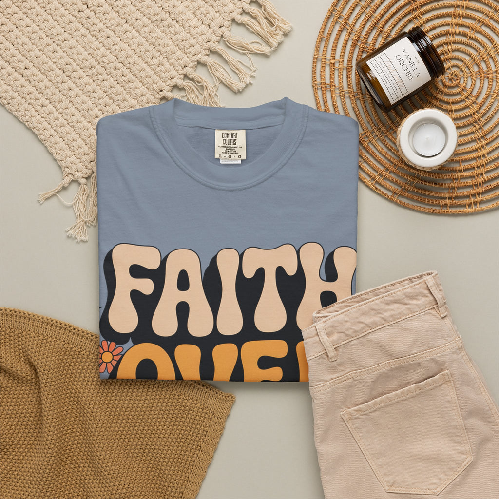 Faith Over Fear T‑Shirt — Retro Floral Inspirational Tee