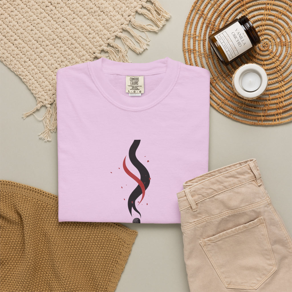 Matchstick Graphic Tee — "Time Never" Minimalist Smoky Design