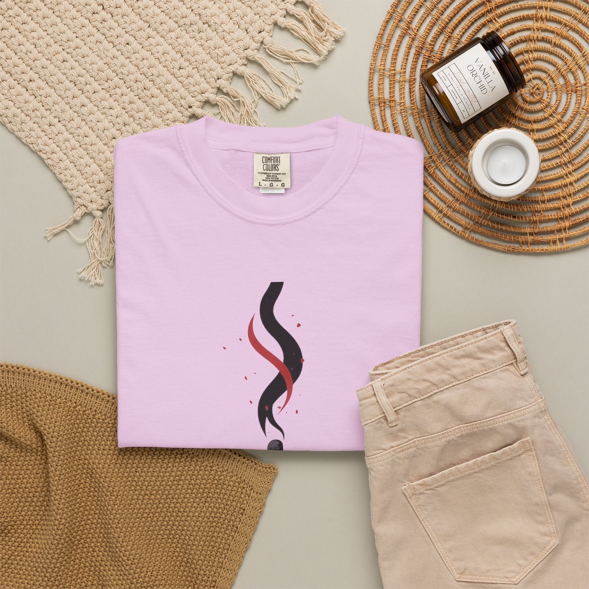 Matchstick Graphic Tee — "Time Never" Minimalist Smoky Design