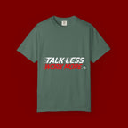 Work More Graphic T-Shirt — Bold Red Minimalist Slogan Tee