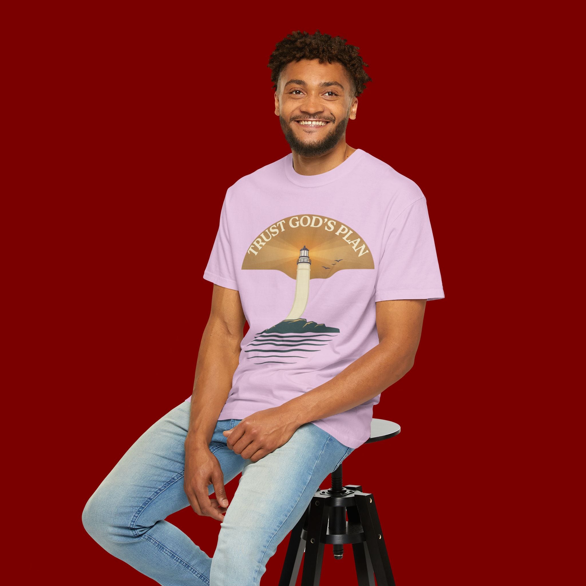 Trust God's Plan Lighthouse T-Shirt — Faith Coastal Tee