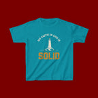 Kids T-Shirt — “My Faith in God is Solid” Lighthouse Christian Tee