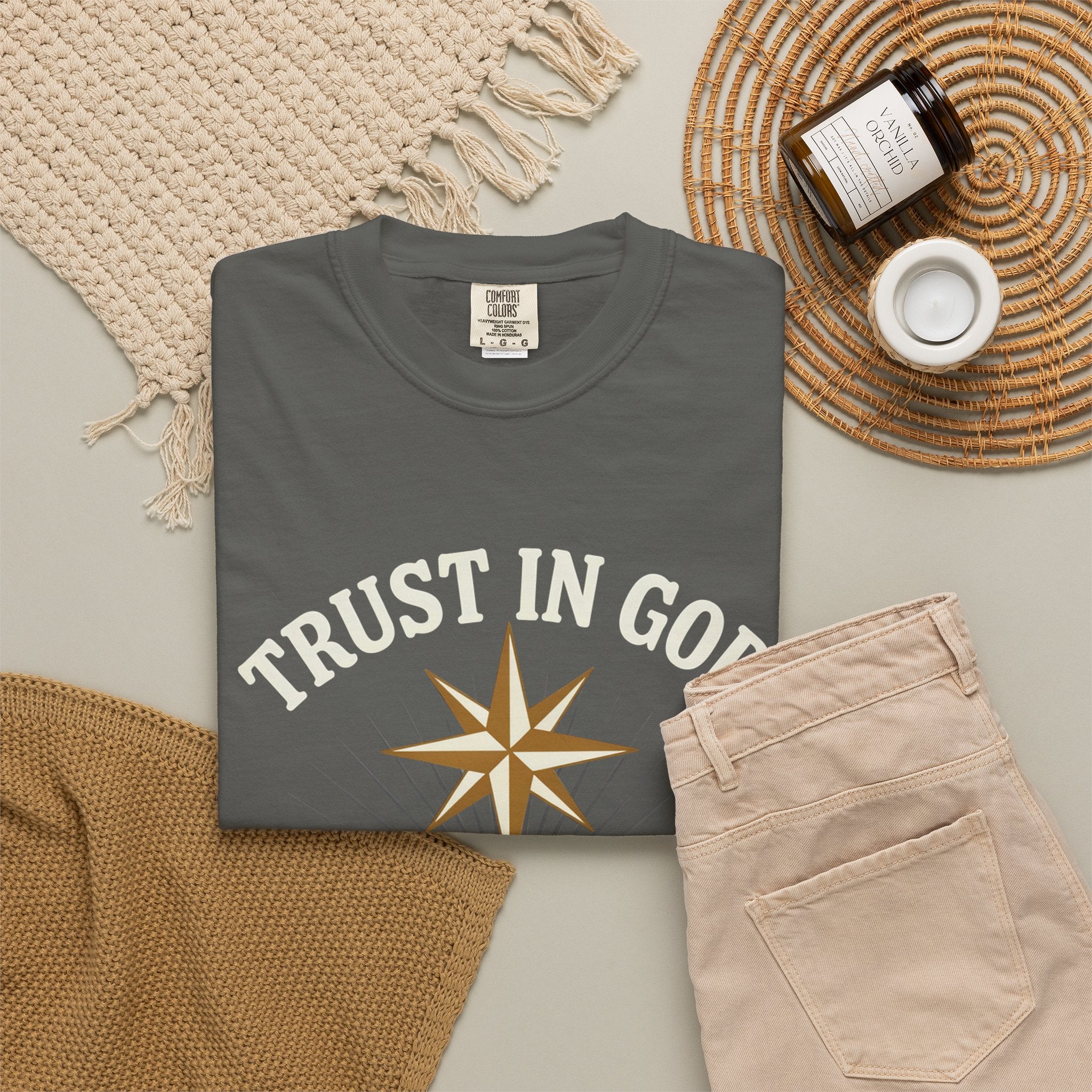 Trust in God Compass T-Shirt — "Trust In God With All Your Heart" Christian Faith Tee