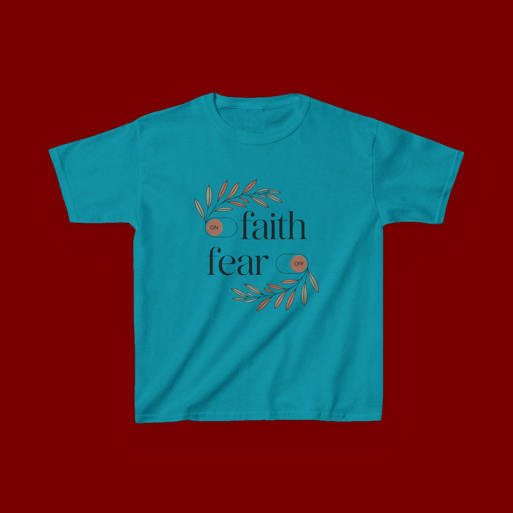 Faith Over Fear Kids T‑Shirt — Floral Inspirational Tee for Boys & Girls