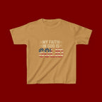 Kids Tee — "My Faith in God is Solid" Patriotic Christian T-Shirt