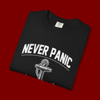 T-Shirt — "Never Panic Just Pray" Anchor Christian Faith Tee