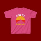 Kids Tee — "Rise Up and Pray" Mountain Sunrise Faith T‑Shirt