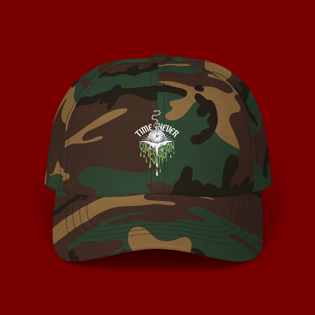 Dad Cap — Minimal Green Plant Drip Embroidered Hat