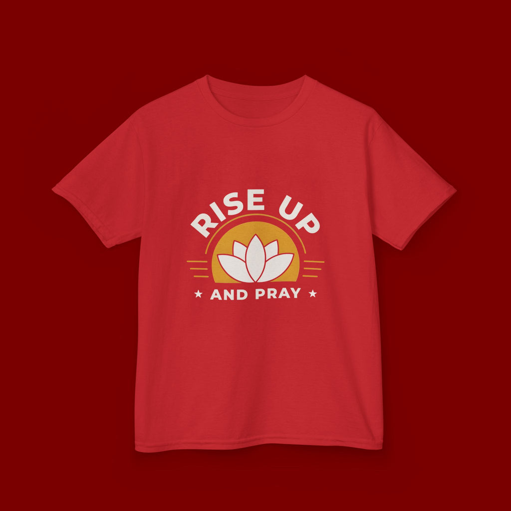 Kids T-Shirt - "Rise Up and Pray" Inspirational Christian Tee for Children