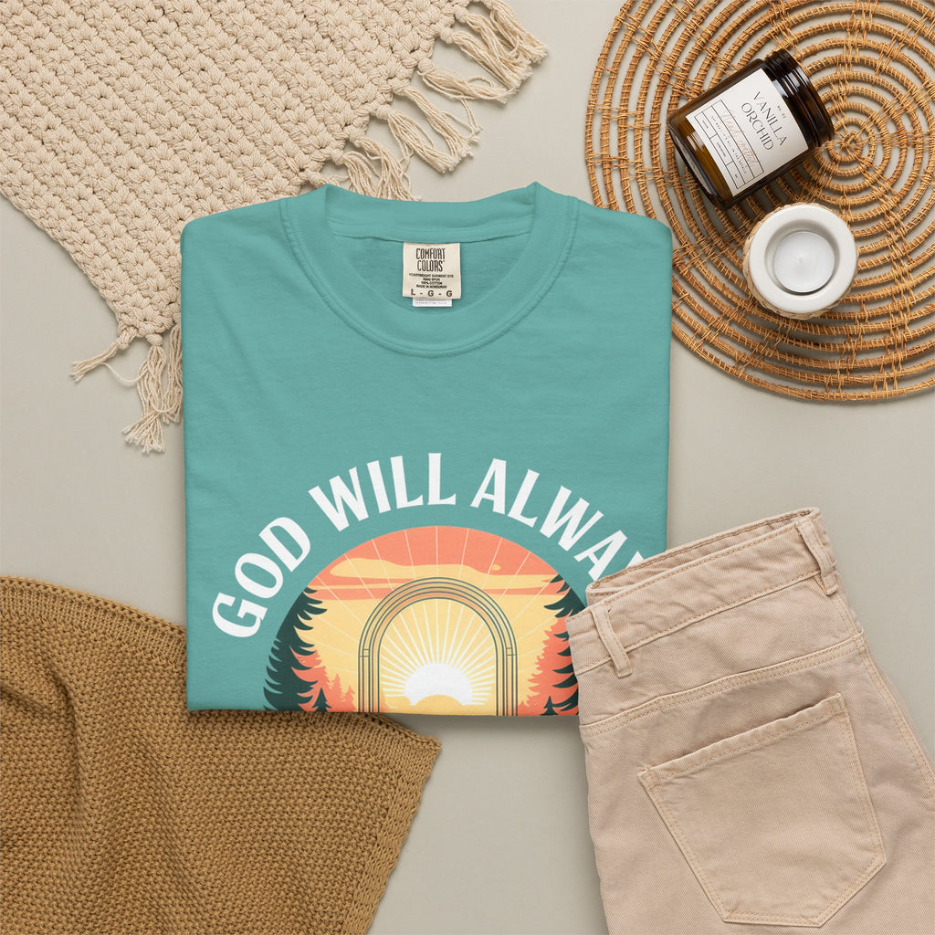 Make a Way Christian T-Shirt — 'God Will Always Make a Way' Sunset Faith Tee