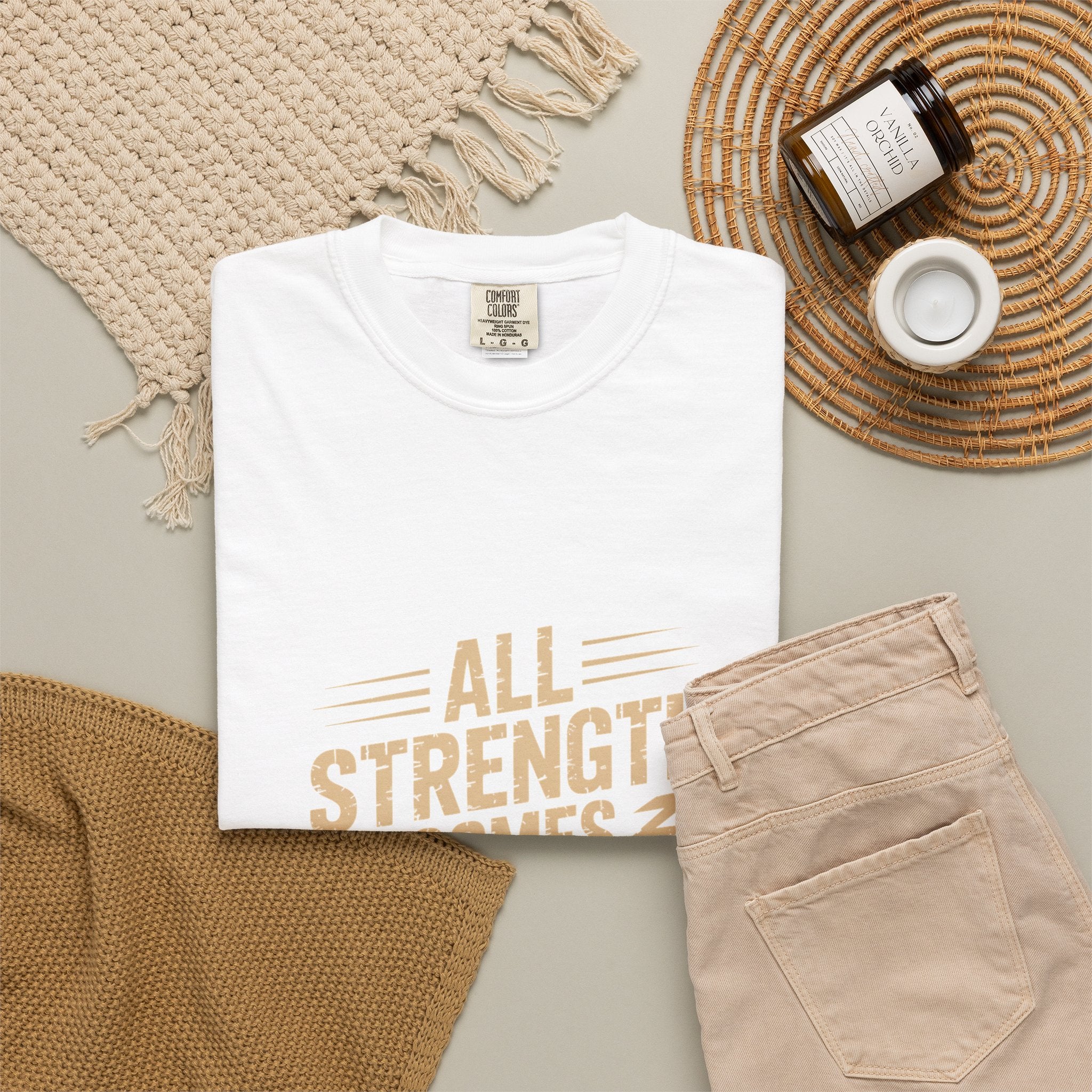 All Strength Comes From God T-Shirt — Christian Faith Graphic Tee