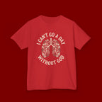 Kids T-Shirt – "I Can't Go a Day Without God" Floral Lungs Christian Tee