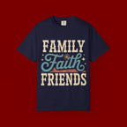 Family Faith Friends T-Shirt — Retro Christian Inspirational Tee