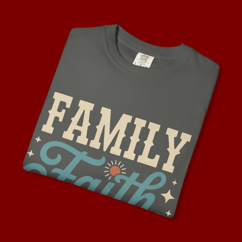 Family Faith Friends T-Shirt — Retro Christian Inspirational Tee