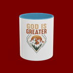 God Is Greater Mountain Coffee Mug — Inspirational Christian Accent Mug