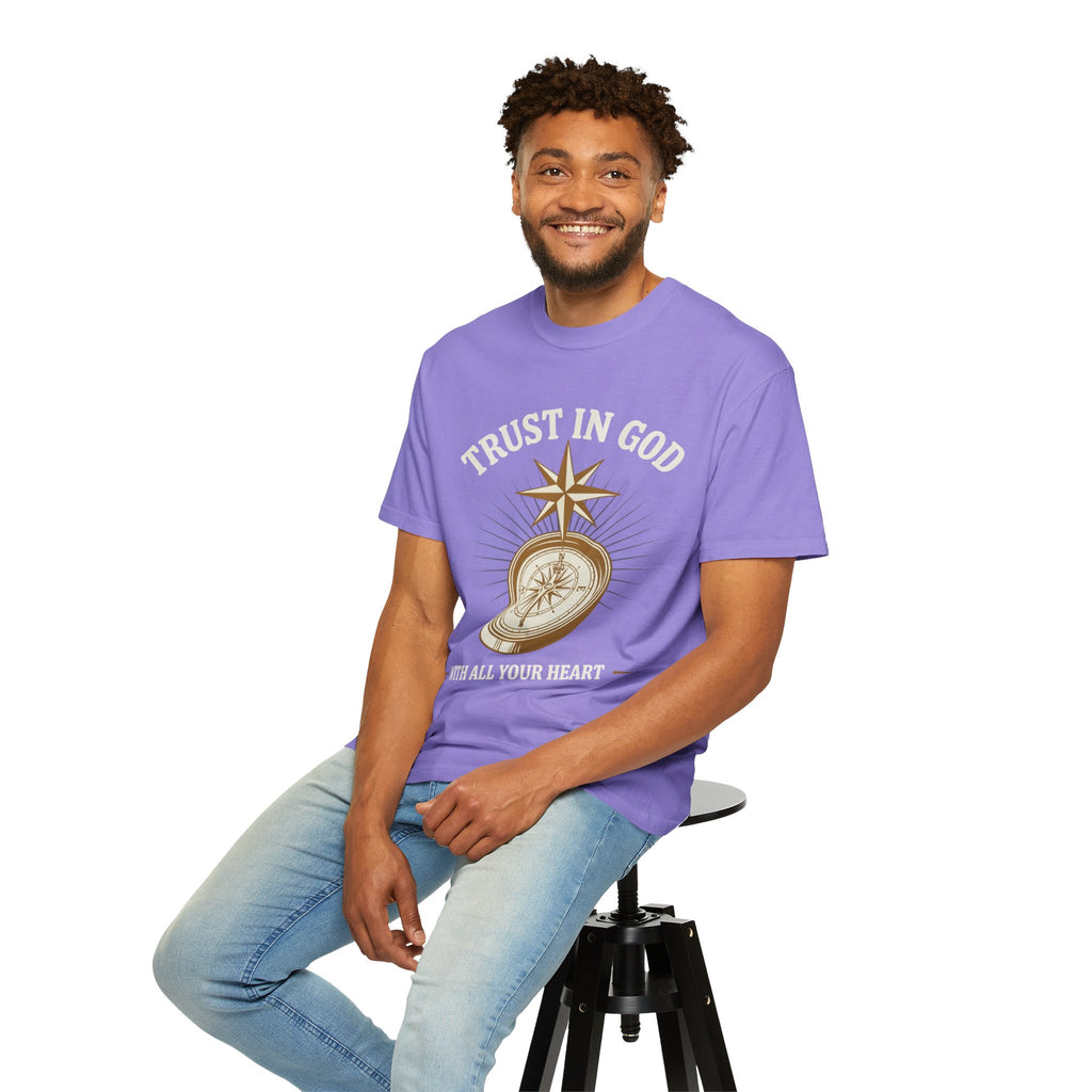 Trust in God Compass T-Shirt — "Trust In God With All Your Heart" Christian Faith Tee