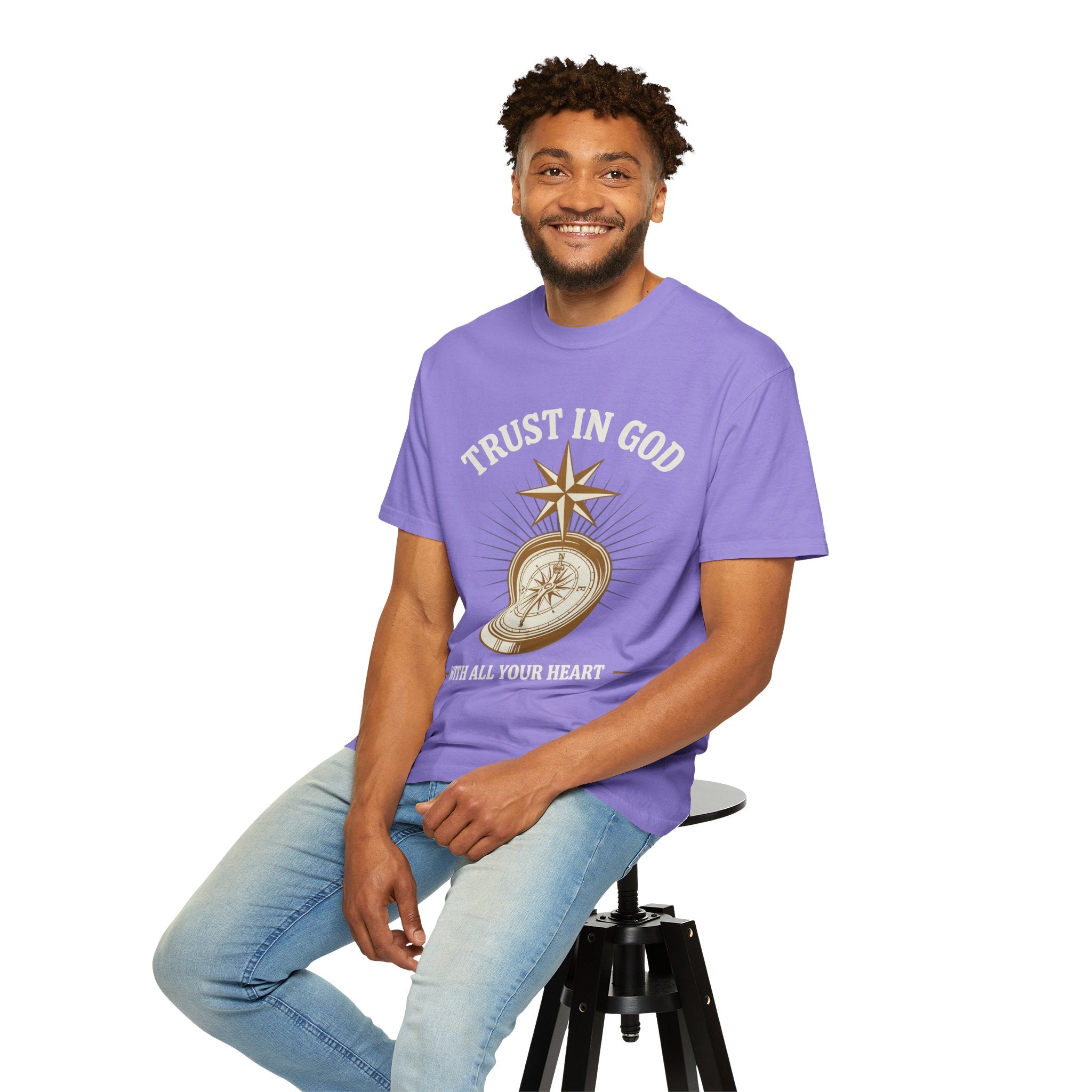Trust in God Compass T-Shirt — "Trust In God With All Your Heart" Christian Faith Tee