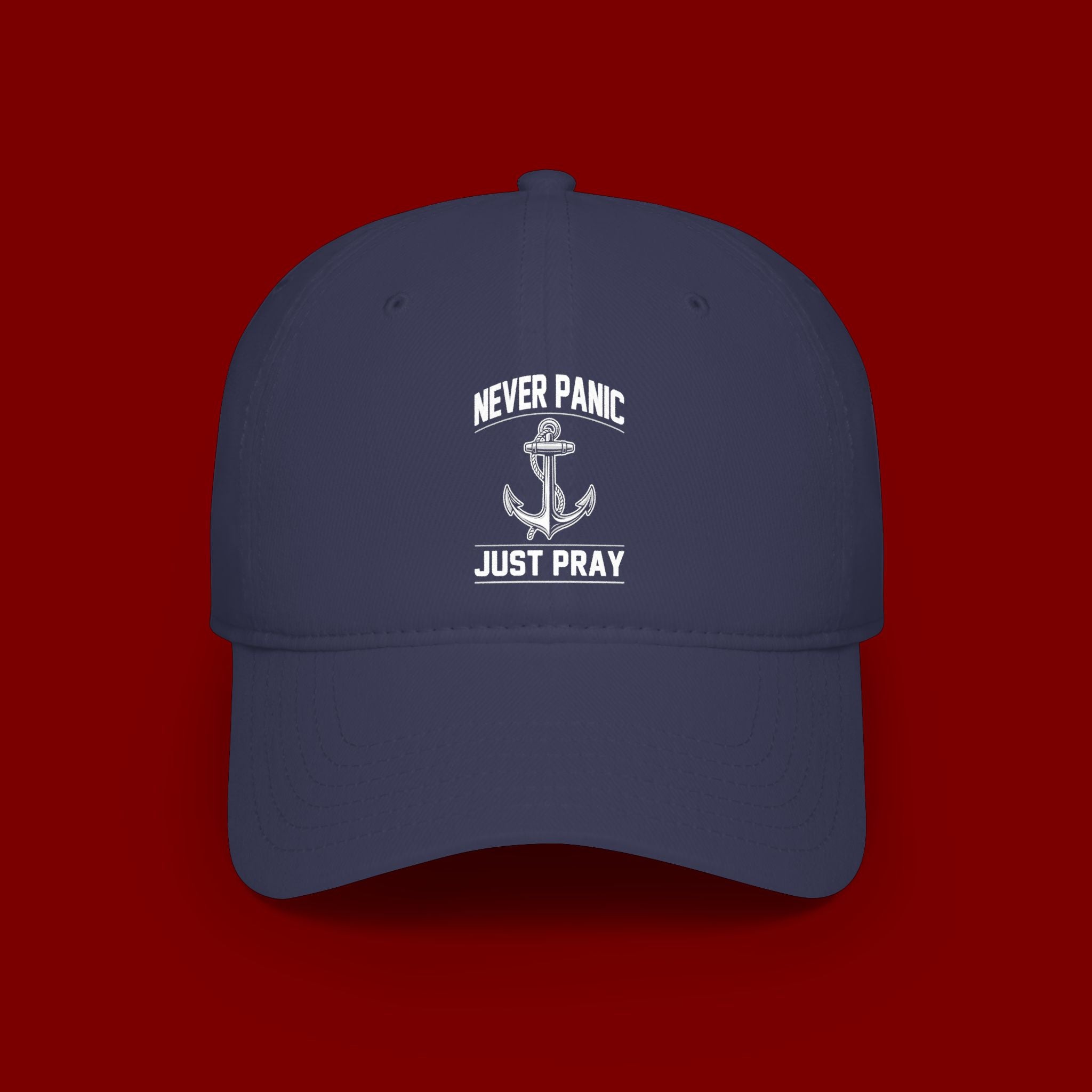Never Panic Just Pray Anchor Baseball Cap — Faith-Inspired Low Profile Hat