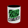 Accent Coffee Mug — "Fueled by Faith Not Fear" Inspirational Ceramic Mug (11/15 oz)