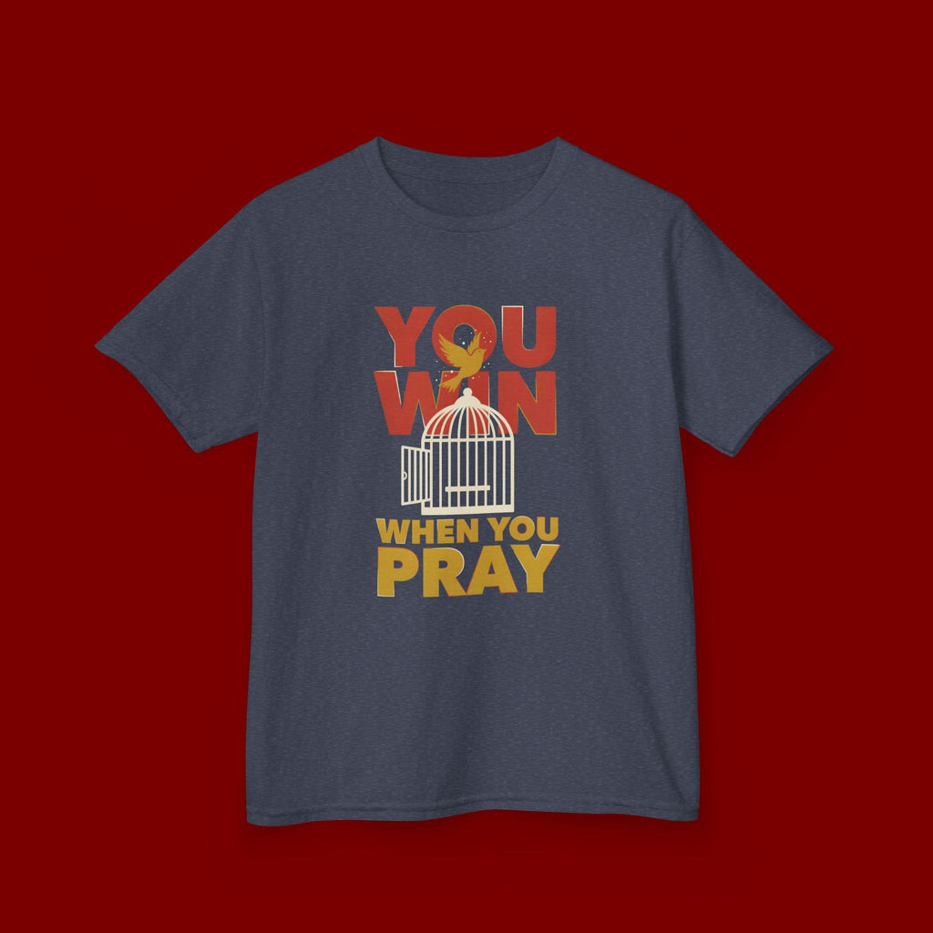 Kids Tee — "You Win When You Pray" Inspirational Christian Shirt