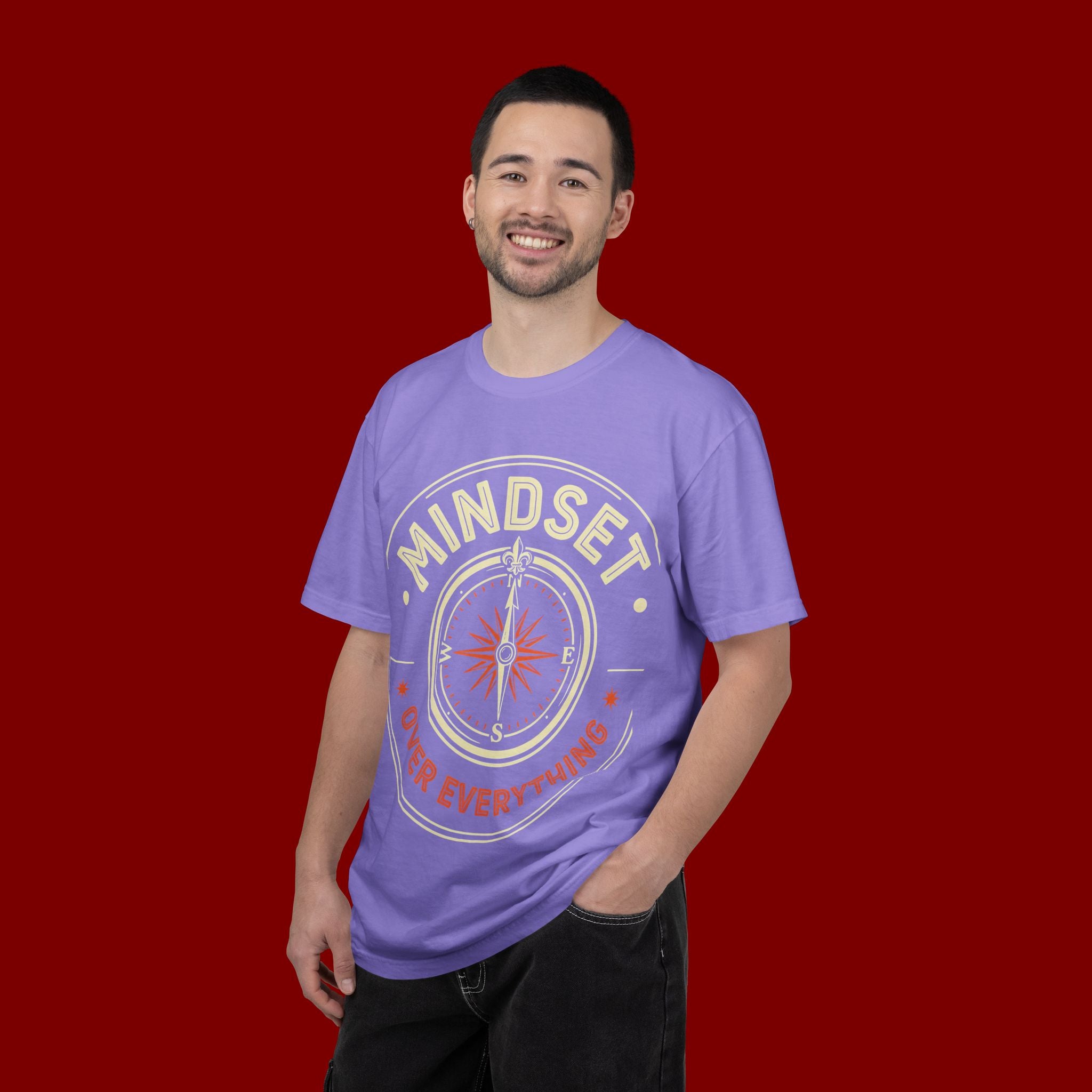 Mindset Over Everything T-Shirt — Positive Vibes Compass Graphic Tee