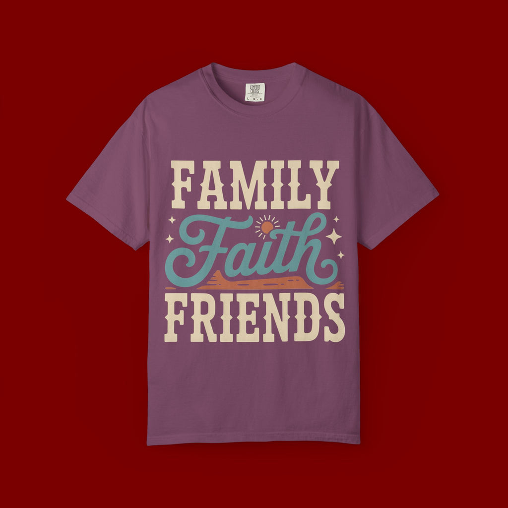 Family Faith Friends T-Shirt — Retro Christian Inspirational Tee