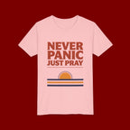 Youth Tee — "Never Panic Just Pray" Retro Sunset Kids T-Shirt