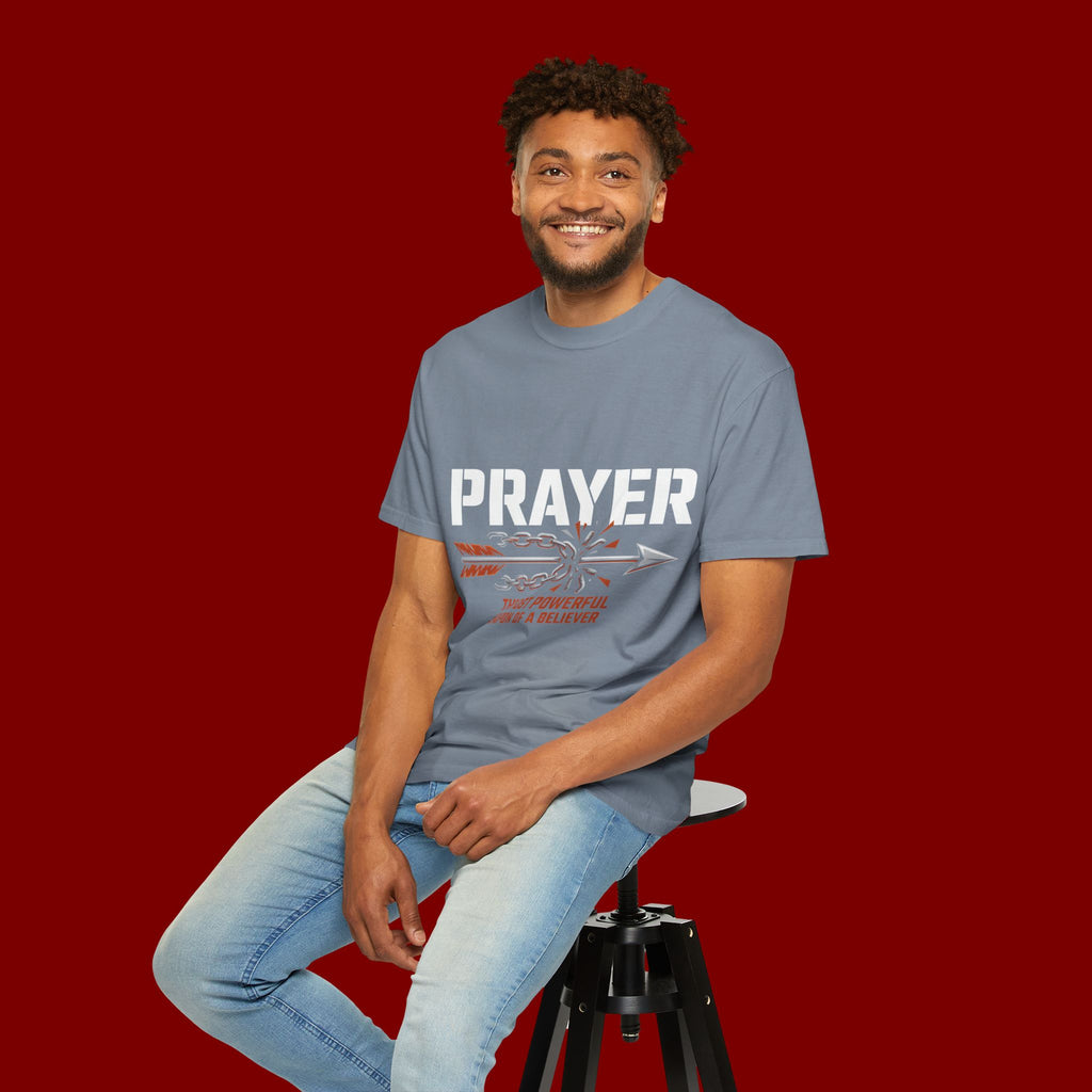 Prayer T-Shirt — Faith Arrow Graphic Tee ("Prayer: The Most Powerful Weapon")